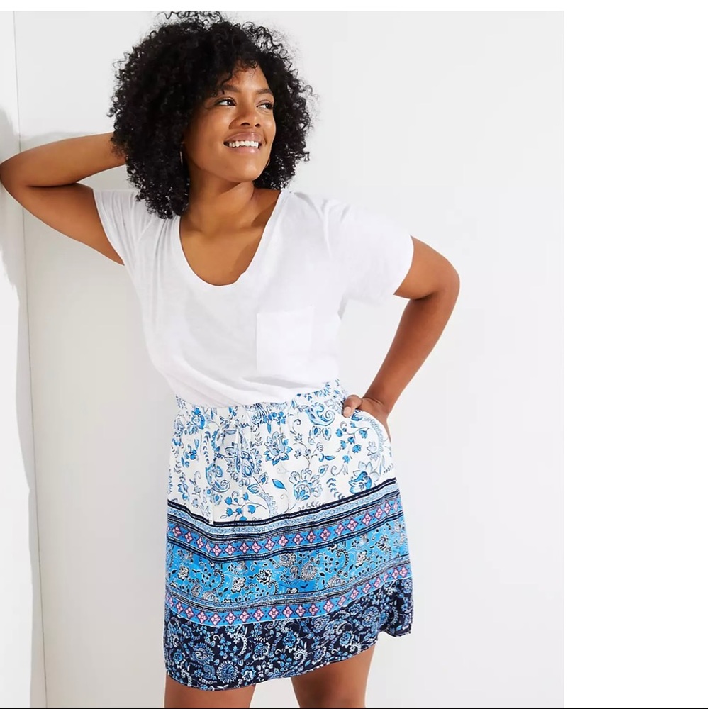💙LOFT Women’s Border Floral Pocket Skirt XS